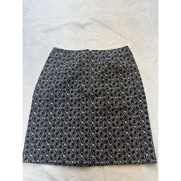 Talbots Womens Skirt Sz 8‎ Navy Blue White Geometric Cotton Pockets - Picture 7 of 7